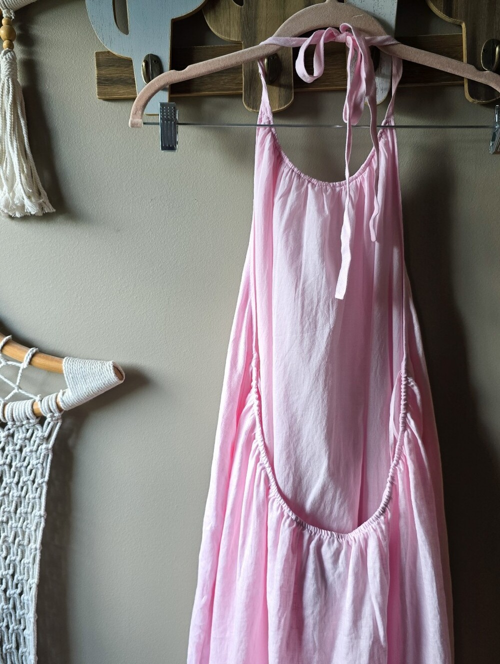 Little Moon × Aritzia Sunpost Linen Halter Dress Villa Pink Nwt - Picture 8 of 9